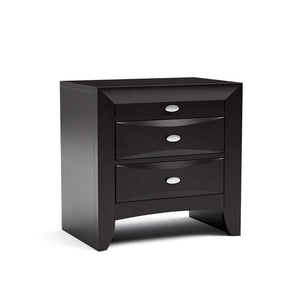 English Elm Black Nightstand with 2 Drawers and Oval Knob Pulls — Solid Wood Transitional Bedside Table, 25.5"W x 17"D x 25.5"H B2741P357509