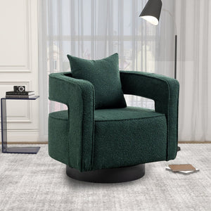 English Elm 29.13"w Boucle Swivel Accent Chair Open Back 360 Rotation Modern Lounge Seating Green W3188P417877