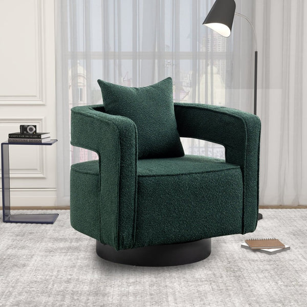 English Elm 29.13"w Boucle Swivel Accent Chair Open Back 360 Rotation Modern Lounge Seating Green W3188P417877