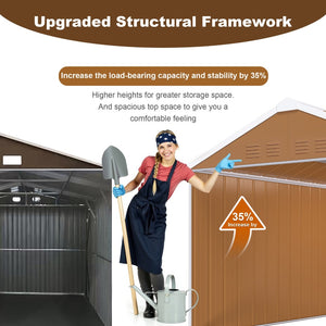 English Elm 12x8 Galvanized Steel Outdoor Storage Shed Weatherproof Backyard Tool Organizer W2700P344178