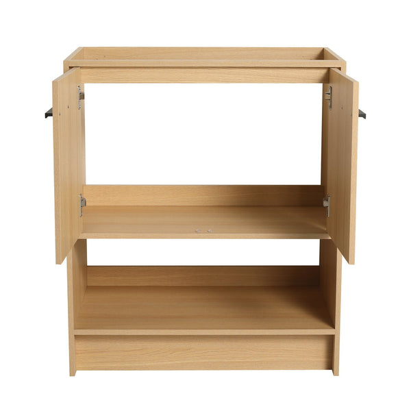 English Elm 30" Freestanding Bathroom Vanity Cabinet with 2 Doors, Integrated Basin & Open Shelf, Modern Ergonomic Design Oak W1972P268398