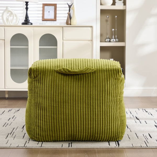 English Elm Big Corduroy Lounger Bean Bag with Ottoman Memory Foam Fill for Living Room Olive W395P435351