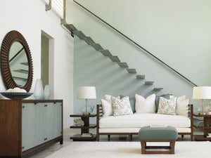 Lexington Tommy Bahama Home Sea Glass Buffet - Elegant Coastal Cabinet With 4 Textured Doors, Adjustable Shelves & Lighting Bali  536-852