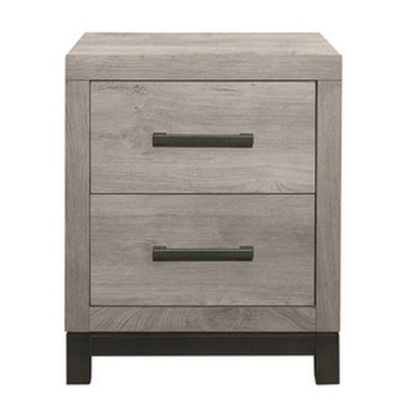 English Elm Deena 2 Drawer Nightstand Wood Grain Gray Finish with Metal Handles for Bedroom B056P416823