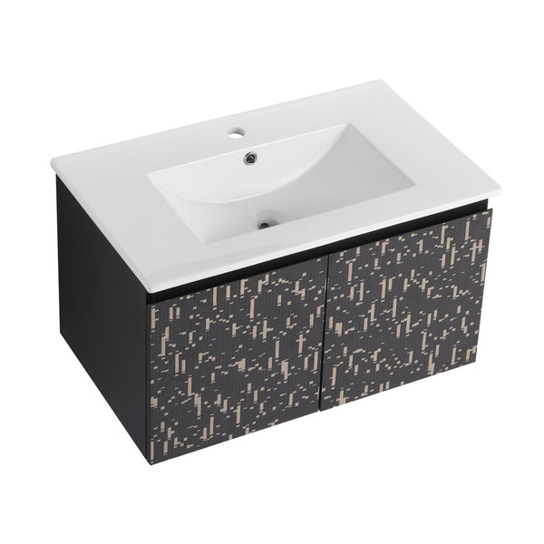 English Elm 30'' Floating Wall-Mounted Bathroom Vanity With Ceramic Sink & Soft-Close Doors For Modern Spaces P3 W999S00211-GIGA