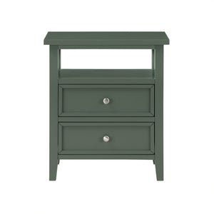 English Elm Weston Vintage Green 2-Drawer Nightstand with Open Shelf, Solid Wood & Dovetail Drawers, 26" L B050P376946
