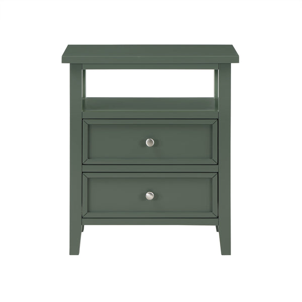 English Elm Weston Vintage Green 2-Drawer Nightstand with Open Shelf, Solid Wood & Dovetail Drawers, 26" L B050P376946