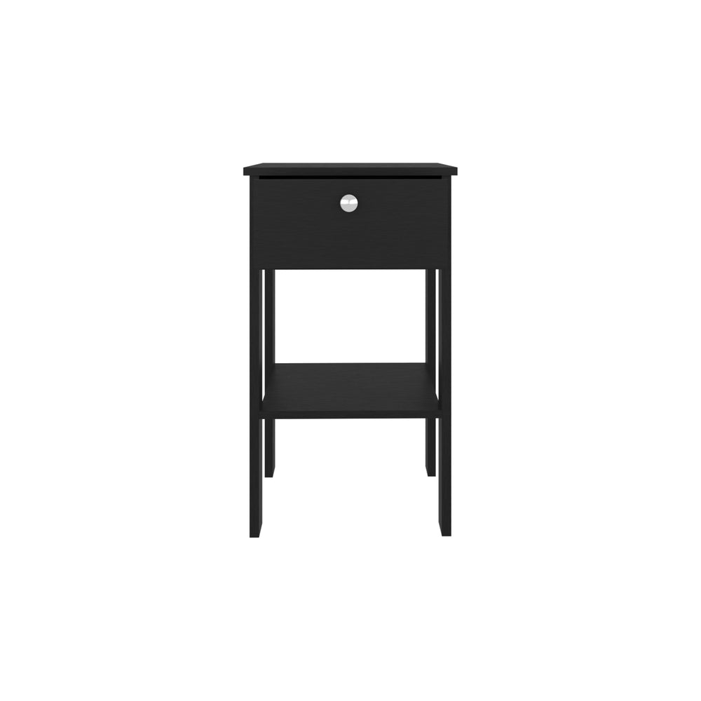 English Elm Wenge Nightstand with Drawer and Open Shelf — Compact 27.6"H Melamine Accent Table for Stylish Bedroom Storage (Wenge) B062P380074