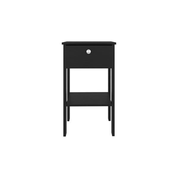 English Elm Wenge Nightstand with Drawer and Open Shelf — Compact 27.6"H Melamine Accent Table for Stylish Bedroom Storage (Wenge) B062P380074