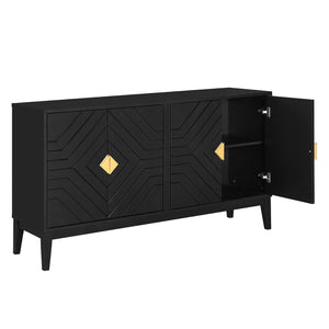 English Elm Christopher Knight Home® - 4-Door Elegant Sideboard Storage Cabinet With Gold Handles - Modern Black Design For Living & Dining N759P192449B