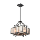 Stasis 17'' Wide 3-Light Chandelier - Oil Rubbed Bronze with Tan and Clear Mica Shade 16184/3 Elk Lighting