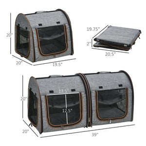 English Elm Travel Dual Compartment Soft Cat Carrier with Oxford Cloth Frame and Cashmere Interior T3971P435525