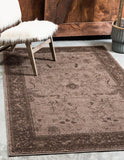 Unique Loom La Jolla Floral Machine Made Floral Rug Brown, Beige/Brown 7' 10" x 11' 0"