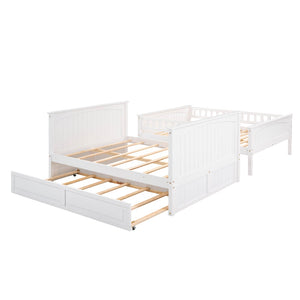 English Elm Full Over Bunk Bed with Trundle Solid Pine Wood Kids Bedroom Sleeper LT000044AAK-1