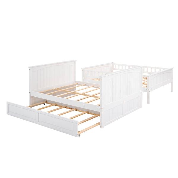 English Elm Full Over Bunk Bed with Trundle Solid Pine Wood Kids Bedroom Sleeper LT000044AAK-1