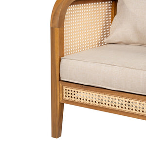 English Elm Kirkby Acacia Wood Rattan 3 Piece Outdoor Chat Set with Cushioned Club Chairs KIRKBY 3PCS CHAT SET