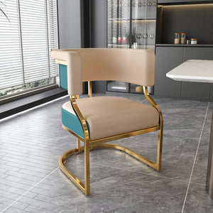 English Elm Modern Gold Iron Frame Pu Leather Armless Dining Chairs Ergonomic Cushioned Set W2699P430962