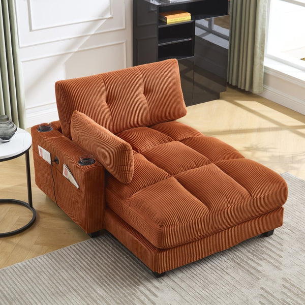 English Elm United Cozy Cloud Sleeper Sofa & Chaise Lounge Chair With Usb, Cup Holders & Adjustable Backrest W1568S00164-GIGA