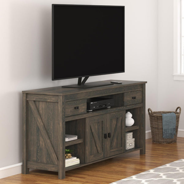 English Elm Farmington Rustic Barn Wood Tv Stand with Sliding Doors and Drawer Storage B2733S00022