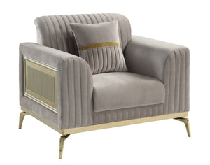 English Elm Antigua Glam Accent Chair with Bold Gold Trim and Plush Foam Seating for Modern Spaces Taupe+Gold B009P417481