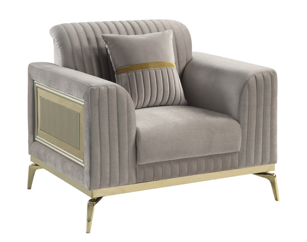 English Elm Antigua Glam Accent Chair with Bold Gold Trim and Plush Foam Seating for Modern Spaces Taupe+Gold B009P417481
