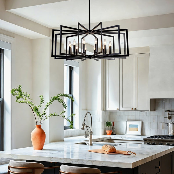 English Elm 12light Tiered Lantern Chandelier Matte Black Metal Industrial Farmhouse Foyer Fixture W5008P465323