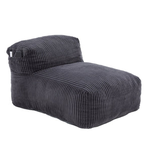 English Elm Big Corduroy Lounger Bean Bag with Ottoman Memory Foam Fill for Living Room Dark Gray W395P435355