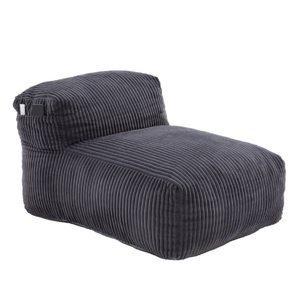 English Elm Big Corduroy Lounger Bean Bag with Ottoman Memory Foam Fill for Living Room Dark Gray W395P435355