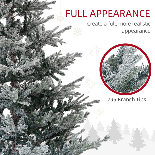 English Elm Homcom 6Ft Snow Flocked Nordic Pine Christmas Tree With Easy Setup & Sturdy Metal Stand For Holidays W2225P249627