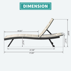 English Elm Patio Aluminum Textilene Chaise Lounge Set of 2 with 5-Position Adjustable Back, Wheels, Stackable W1859P360205