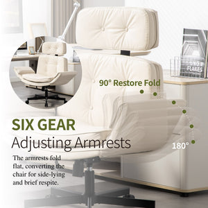 English Elm Criss Cross Wide Seat Pu Leather Swivel Task Chair with Removable Headrest Beige W3118P404121