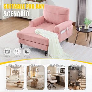 English Elm Modern Chenille Recliner Chaise Lounge Sofa Chair with High-Resilience Foam, Wide Seat, 550lb Capacity Pink W395P371343