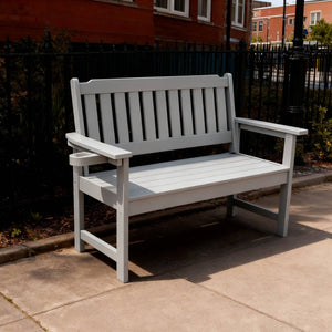 English Elm Weather Resistant Hips Outdoor Bench Slatted Backrest Ergonomic Patio Porch Park Seating W2085P361570