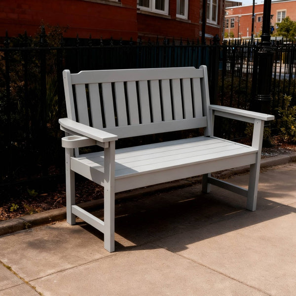 English Elm Weather Resistant Hips Outdoor Bench Slatted Backrest Ergonomic Patio Porch Park Seating W2085P361570
