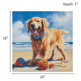 Madison Park Beach Dogs Casual Golden Retriever Canvas Wall Art ID95C-0058 Golden Retriever/Blue Multi