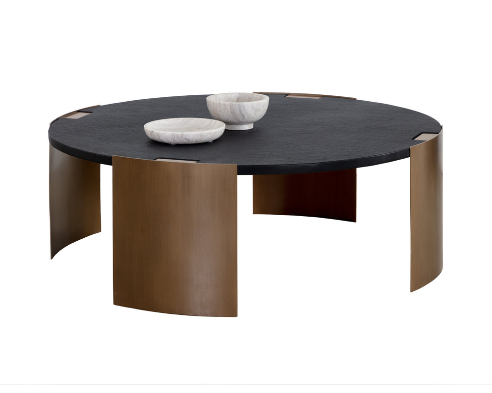 Sunpan Gallus Coffee Table - Stylish Steel Base, Perfect for Modern Living Rooms with Timeless Charm Rustic Bronze