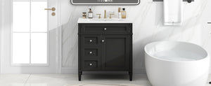 English Elm 30'' Modern Bathroom Vanity With Ceramic Sink & Soft-Close Drawers - Stylish Storage Solution! N710P206904B