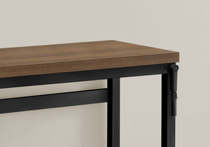 English Elm Computer Desk - Adjustable Height, Contemporary Walnut Laminate & Black Metal, Perfect For Small Spaces B2710P219890