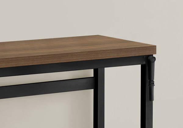 English Elm Computer Desk - Adjustable Height, Contemporary Walnut Laminate & Black Metal, Perfect For Small Spaces B2710P219890