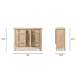 English Elm Rowan Reclaimed Pine Two Door Accent Cabinet with Carved Handles Rustic Storage B2719P474453