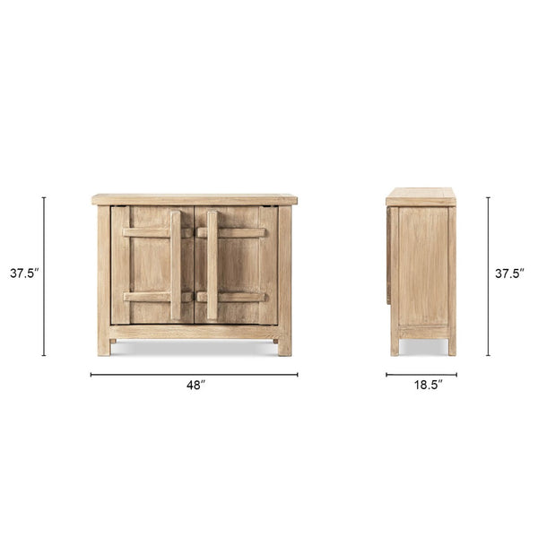 English Elm Rowan Reclaimed Pine Two Door Accent Cabinet with Carved Handles Rustic Storage B2719P474453