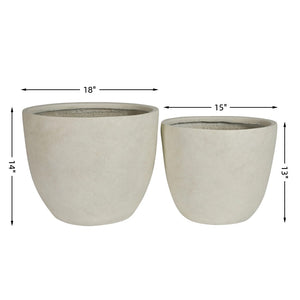 English Elm Round Handcrafted Concrete Planter Set Textured Matte Finish Patio Entryway Garden W347P449342