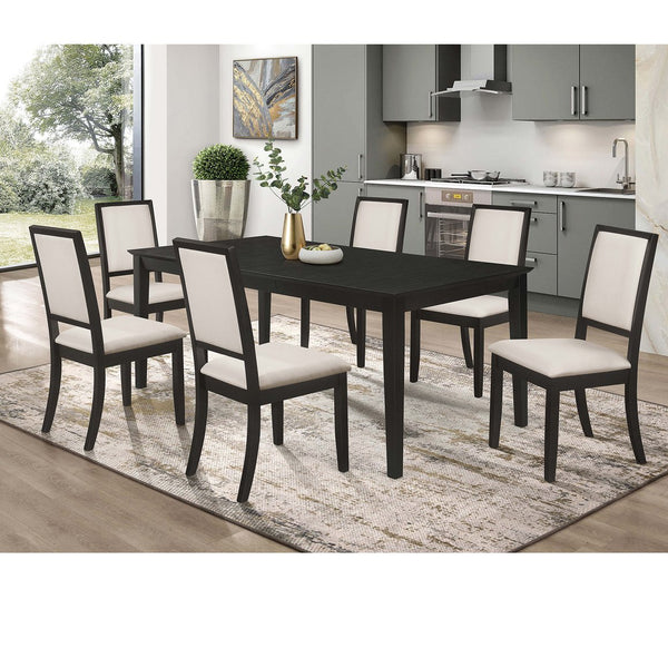 English Elm Alexander distressed black rectangular extension dining table with leaf for family gatherings, durable wood finish classic silhouette and versatility B062P378330