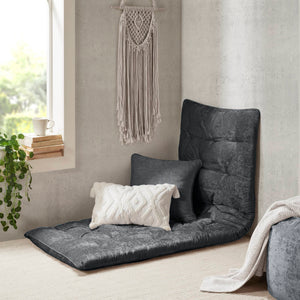 English Elm Poly Chenille Square Floor Pillow Cushion Plush 24x24 Inch Soft Polyester Seat Pad for Cozy Living Spaces Charcoal 26.77 L x 12.4 W x 12.4 H B035P280525