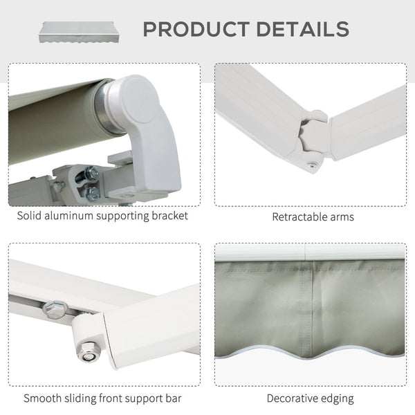 English Elm Outsunny 8' X 7' Manual Retractable Patio Awning - Stylish Sun Shade For Decks, Windows & Doors W2225P174227-GIGA
