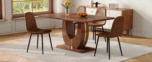 English Elm One Modern Five Piece Dining Set with Dark Wood Mdf Table and Brown Fabric Chairs W1151S04403