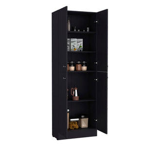 English Elm Lynch 71" Pantry Storage Cabinet Black – 4-Door Freestanding Cupboard, 5 Adjustable Shelves, Multiroom Use B200P188841