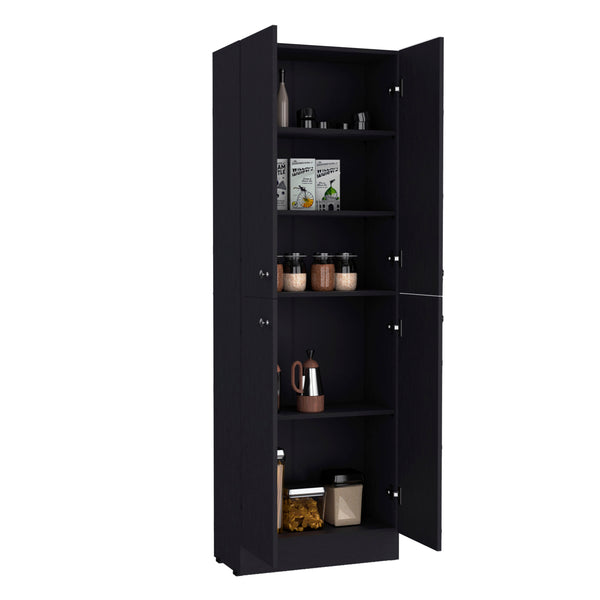 English Elm Lynch 71" Pantry Storage Cabinet Black – 4-Door Freestanding Cupboard, 5 Adjustable Shelves, Multiroom Use B200P188841