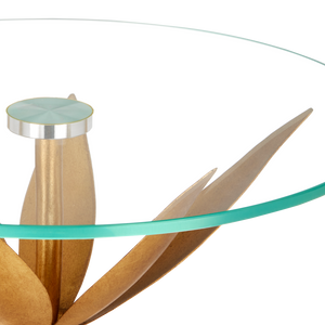 Paradiso Nature-Inspired Gold & Silver Accent Table with Glass Top - Bohemian Elegance & Charm