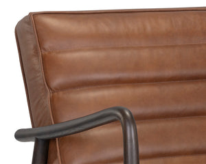 Sunpan Lyric Lounge Chair - Mid-Century Modern Comfort with Elegant Channel Tufting and Oak Frame Vintage Caramel Leather
